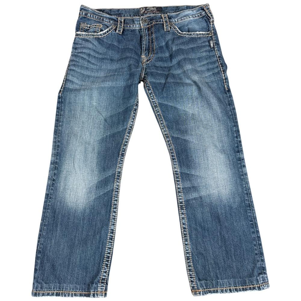 Silver Jean Co Men's Nash Heritage Straight Jean Size 36x26 Distressed Thick VTG